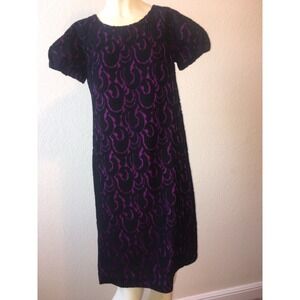 Women's Black Lace and Purple Illusion Shift Dress by DKNY, Sz: 2 (b21)